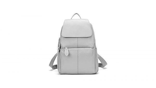 Soft Leather Backpack Purse Grey