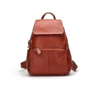 Soft Leather Backpack Purse Brown