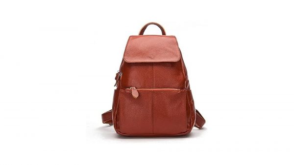 Soft Leather Backpack Purse Brown