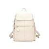 Soft Leather Backpack Purse Beige