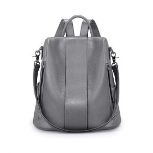 Leather Backpack Purse Gray