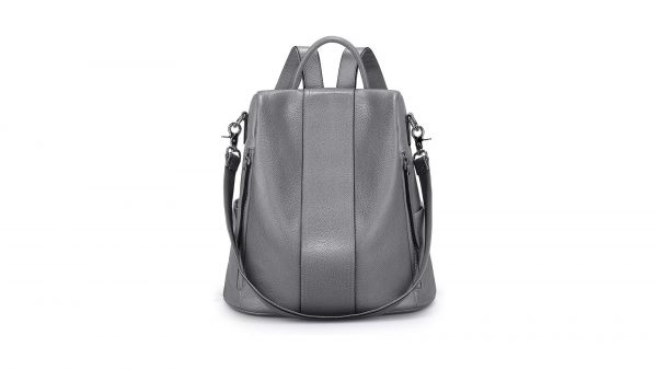 Leather Backpack Purse Gray