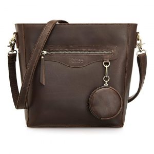 Leather Bucket Bag Dark Brown