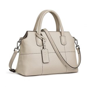 Genuine Leather Handbag Beige