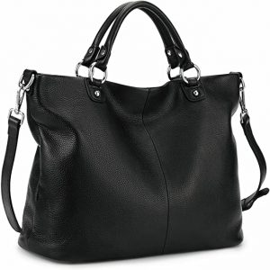 Large Leather Handbag Tote Black