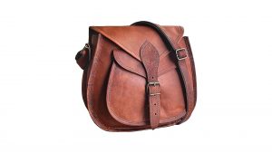11 Inch Leather Crossbody Satchel Bag