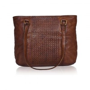 Genuine Leather Tote Bag Brown Washed