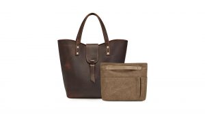 Leather Satchel Handbag Dark Brown