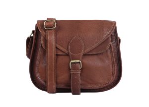 12 Inch Leather Crossbody Satchel Bag