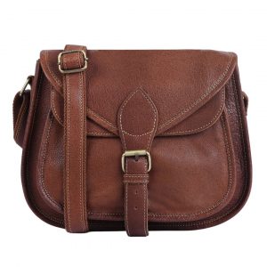 12 Inch Leather Crossbody Satchel Bag