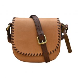 Leather Stitch Saddle Bag Tan