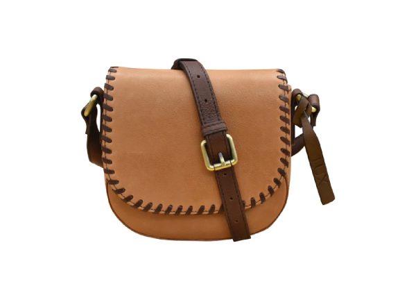 Leather Stitch Saddle Bag Tan