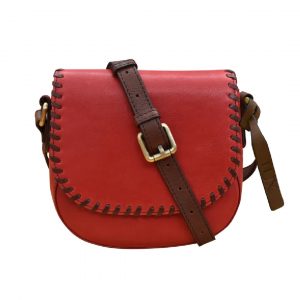 Leather Stitch Saddle Bag Red