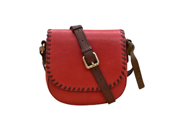 Leather Stitch Saddle Bag Red