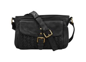 Woven Leather Shoulder Bag Black